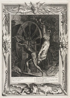 KG 12637
<br/>
Tempel der Muzen: Ixion draaiend aan het rad gekweld.
<br/>
<em>Picart, Bernard (1673-1733)</em>